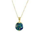 10k Yellow Gold Mosaic Opal Pendant, 18"