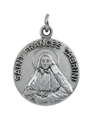 St Frances Cabrini Sterling Silver Round Pendant Necklace With Chain 18.00 MM