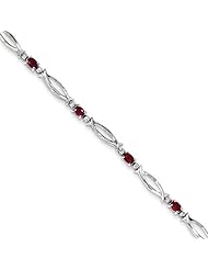Sterling Silver African Ruby and Diamond Bracelet