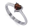 Sterling Silver Heart Shaped Garnet Cubic Zirconia Solitaire Polished Finished 2mm Band Ring Size 4, 5, 6, 7, 8, 9
