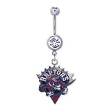 Toronto Raptors 316L Stainless Steel Belly Ring with Cubic Zirconia - 14G - 5/8 Inch Bar Length - Sold Individually