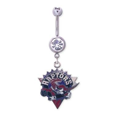 Toronto Raptors 316L Stainless Steel Belly Ring with Cubic Zirconia - 14G - 5/8 Inch Bar Length - Sold Individually