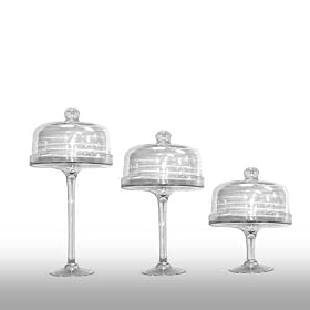 Glass Stands Set of Three for Pastry, Dessert, Wedding Cake, Buffet