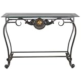Reverse Painted Metal and Glass Console Table