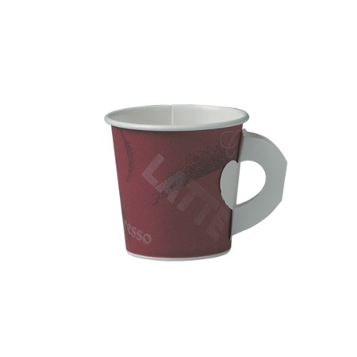 SOLO 374SH-0041 Single-Sided Poly Paper Hot Cup with Handle, 4 oz. Capacity, Bistro (Case of 1,000)