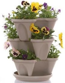 Natures Distributing P1361 - Sandstone Nancy Janes Self Watering Stacking Planter Set with Hanging Chain