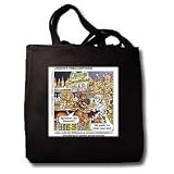 Londons Times Funny Dogs Cartoons - Dog Cultural Barriers - German Shepard and French Poodle - Tote Bags