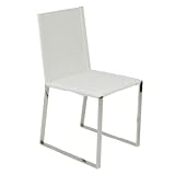 White,Chrome ITALMODERN Cosimo Leather Dining Side Chair in Dark Brown or White