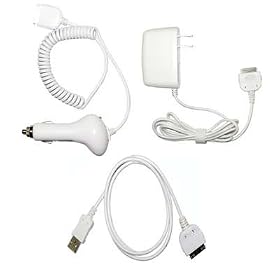 Home Travel Wall Charger + Rapid Cell Phone Car Charger + USB Data Sync Charge Cable for Apple iPhone 3G 8GB 16GB / 3G S 16GB 32GB