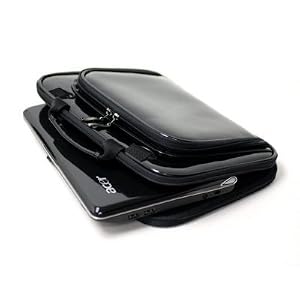 CaseCrown Double Memory Foam Netbook Case with Shoulder Strap and TSA Approved Combination Lock (Metallic Black) Fits Acer Aspire One 531 10.1