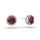 14K White Gold Genuine Round Pink Tourmaline Earrings