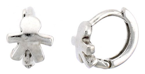 Sterling Silver Human-shaped Huggie Hoop Earrings, 3/8