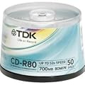 Tub of 50 TDK CD-R80 700MB 52X by TDK/RITEK (50 pieces of 80 mins recordable cd in re-usable cake tub)