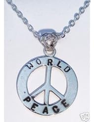 Large 925 St Sterling Silver Engraved Oxadized Cut Out World Peace Sign Hippie Beauty Pageant Pendant Necklace Jewelry  1 x1 Inches With A Beautiful Heavily Plated St Silver Chain
