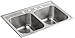 KOHLER K-3847-4-NA Toccata Top-Mount Double-Equal Bowl Kitchen Sink with 4 Faucet Holes, Stainless Steel