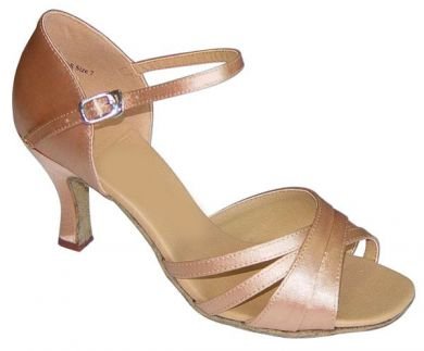 Wedding Shoes: Dance Shoes - Tan Satin Sara 2.2Inches Heel-Featherlite Wedding Shoes-Featherlite Wedding Shoes: Dance Shoes - Tan Satin Sara 2.2Inches Heel