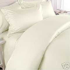 Solid Ivory 300 Thread Count Queen Size Duvet Cover Set 100 % Egyptian Cotton 3pc Comforter Cover Set Button Enclosure By Sheetsnthings 