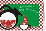 Retro coffee pot pouring snowflakes retro diner Christmas holiday card Card