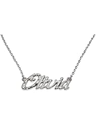 Name Necklaces Olivia - Personalized Necklace White Gold Plated 18K, Belcher Chain, 2mm Thick