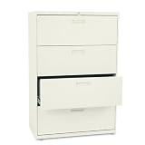 HON Products - HON - 500 Series Four-Drawer Lateral File, 36w x 53-1/4h x 19-1/4d, Putty - Sold As 1 Each - An excellent choice for a small office or home office setting. - Heavy-duty three-part telescoping slide suspension operates on steel ball bearing suspension. - Mechanical interlock allows only one drawer to open at a time to inhibit tipping. - Four adjustable leveling glides. - Adjustable hang rails for side-to-side letter/legal filing.