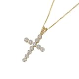 9ct Yellow Gold 0.03Ct Diamond Cross Pendant 18 Chain
