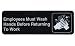 3''x9'' Restaurant Sign, Black, Employee Must Wash Hand