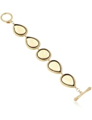 Gold Plated Brass Toggle Bracelet with Glass
