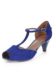Footglove™ Fashion Suede Peep Toe Wide Fit T-Bar Sandals
