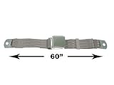 2-Point Lap Seat Belt, Grey, 60 Inch Length, with Chrome Lift Latch