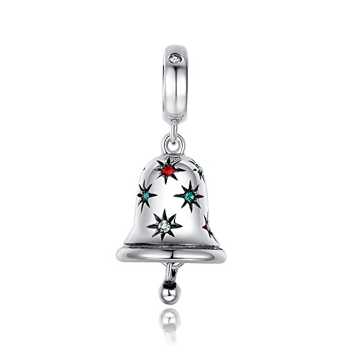 Glamulet Jewelry 925 Sterling Silver Colorful Christmas Jingle Bell Dangle Charm Fits Pandora Bracelet
