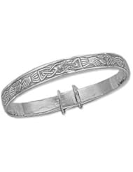 Childrens Sterling Silver Claddagh Baby Bangle - S00125 - Width 5mm - Expands 40 to 55mm