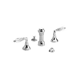 Jado 892/318/144 Classic/Victorian/Colonial 3-Hole Bidet Set with Crystal Lever Handles, Brushed Nickel