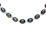 Black and White Rice Cultured Freshwater Pearl Necklace with No Clasp
