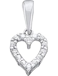 0.01CTW DIAMOND HEART PENDANT 10K White-gold Real Charm Pendant