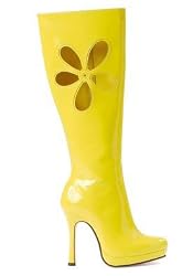 Women's 4.5 Inch Gogo Boot With 0.75 Inch Platform With Inner Zipper And Flower Cut-Out