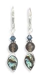 Abalone, Crystal and Glass Bead Lever Back Earrings