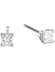 IGI Certified Platinum Princess Stud Earrings(1/4 Ctw, F Color, Vs2 Clarity)