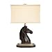 Chess Horsehead Table Lamp in Mahogany Finish with Creme Silk Blend Shade