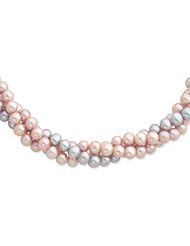 14k Yellow Gold 18in 6-6.5mm Grey & Purple Freshwater Cultured Pearl Necklace.