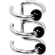 Ear Cuff- 3-ring Black Ball Stainless Steel Non Pierced Clip