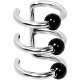 Ear Cuff- 3-ring Black Ball Stainless Steel Non Pierced Clip