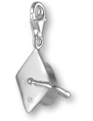 MELINA Charms clip on pendant diploma grad hat sterling silver 925