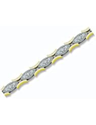 14k Solid Gold Two-Tone Diamond Tennis Bracelet (1.05 cts.tw.)