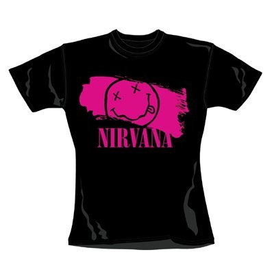 Nirvana T-Shirt – Pink Stripe Ladies Skinny