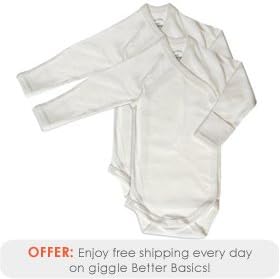 giggle Better Basics Long-Sleeve Baby Body - Set of 2 (Organic Cotton) (0-3M, Ivory)