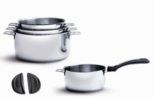 De Buyer - 3491.04 - Twisty - Lot de 4 casseroles Twisty Ø 14/16/18/20 cm - avec 1 queue et deux anses
