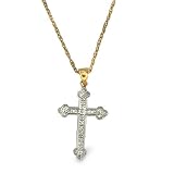 9ct Yellow Gold Diamond Set Cross With 10pts Of Diamond On An 18 Prince Of Wales Chain