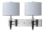 316tmRWWlNL. SL160  Brushed Steel Black Plug In Double Wall Lamp