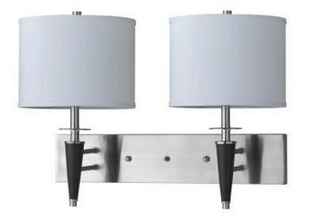 316tmRWWlNL Brushed Steel Black Plug In Double Wall Lamp