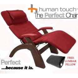 The Human Touch Power Electric Perfect Chair Recliner - PC95 PC-095 Dark Walnut Recline... by The Human Touch Power Electric Perfect Chair Recliner - PC95 / PC-095 Dark Walnut Recline Wood Base Garnett Red MicroSuede Pads - Interactive Health Zero Anti Gravity Chair
